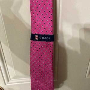 NWT Chaps pink tie with navy polka dots